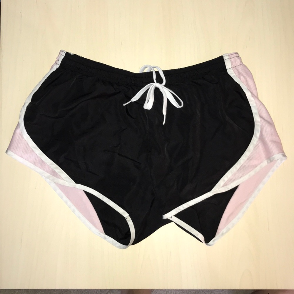Black Soffe Shorts with pink trim.